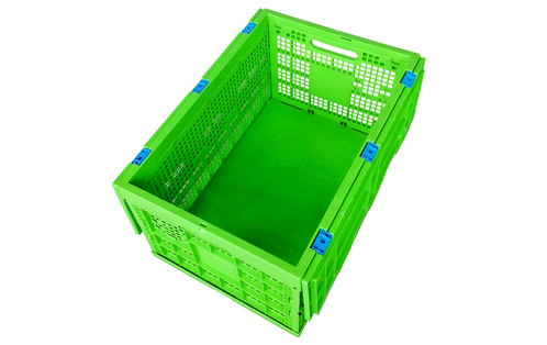 折疊6434對蓋封底綠色塑料周轉(zhuǎn)筐